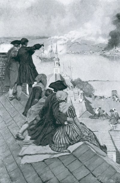 Watching the Fight at Bunker Hill, illustration fra 