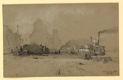 Tegning, Ved Mississippi i St. Louis, 1887 af Howard Russell Butler