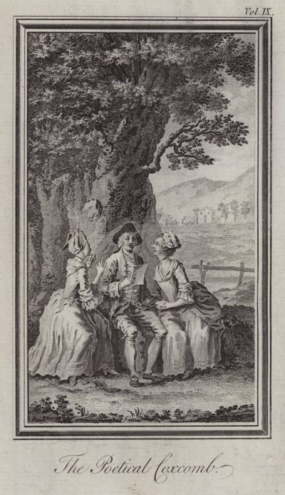The Poetical Coxcomb (gravering) af Hubert (after) Gravelot