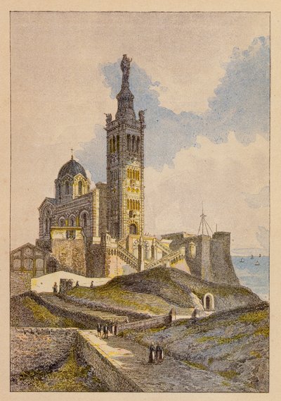 Notre-Dame De La Garde, Marseille (farvelitografi) af Hubert Clerget