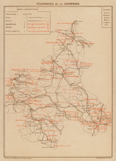 Pelerinages De La Champagne (farvelitografi) af Hubert Clerget
