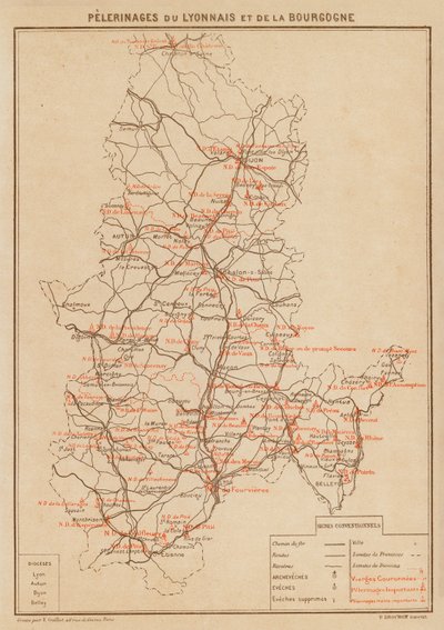 Pelerinages Du Lyonnais Et De La Bourgogne (farvelitografi) af Hubert Clerget