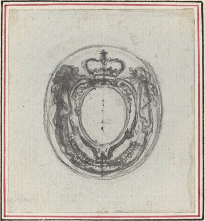 Armorial Cartouche med Krone og Swags af Hubert Francois Gravelot