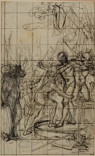 Forstørret studie til en illustration i Tacitus "Tiberius, or The Six First Books of the Annals", Book 1, Vol. 1 af Hubert Francois Gravelot