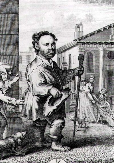 Owen Farrell (f.1716), den irske dværg, indgraveret af James Hulett (d.1771), pub. i 1742 af Hubert Francois Gravelot