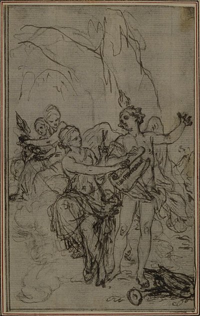 Studie: Vignet-forsidebillede til Lucains "La Pharsale" af Hubert Francois Gravelot