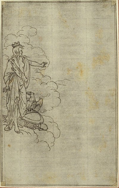 Studie til Lucains "La Pharsale", Canto I, stående kvindefigur med krone af Hubert Francois Gravelot