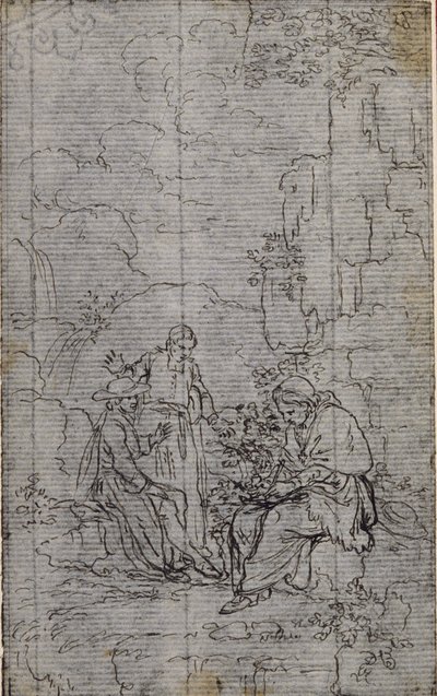 Studie til vignet i Abbé Dinouarts "Vie du Venerable don Juan de Palafox", s. 391 af Hubert Francois Gravelot