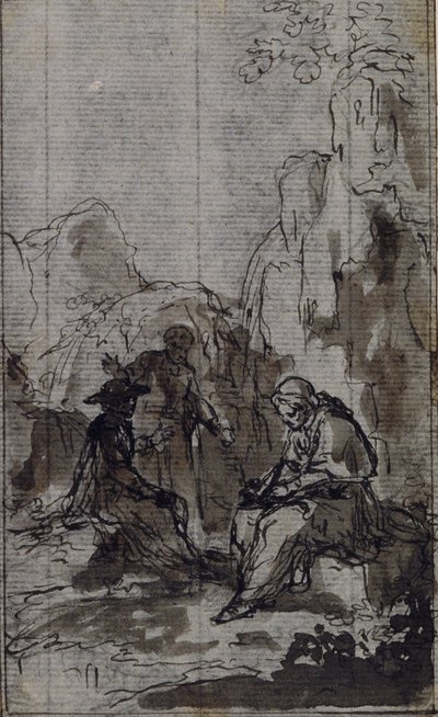 Studie til vignet i Abbé Dinouarts "Vie du Venerable don Juan de Palafox", s. 391 af Hubert Francois Gravelot