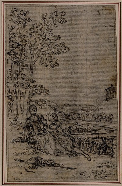 Studie til vignet i Fontanelles (attr.) "Les Amours de Mirtil", Canto I af Hubert Francois Gravelot