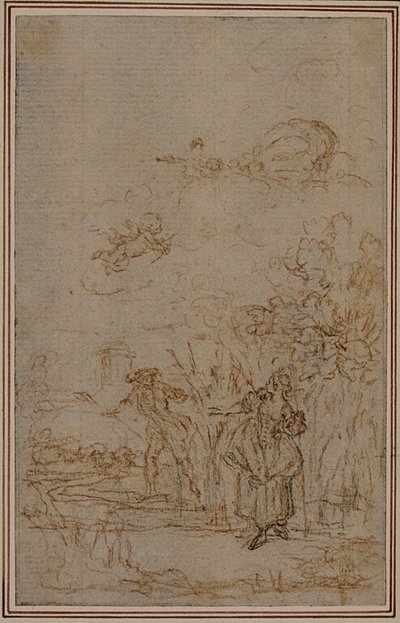 Studie til vignet i Fontenelles (attr.) "Les Amours de Mirtil", Canto V af Hubert Francois Gravelot