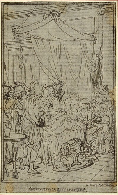 Studie til en illustration i Tacitus "Tiberius, or The Six First Books of the Annals" Book II, Vol. 1 af Hubert Francois Gravelot