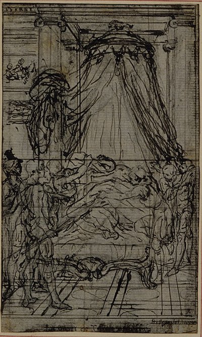 Studie til en illustration i Tacitus "Tiberius, or The Six First Books of the Annals", Book VI, Vol. 3, 2nd Study af Hubert Francois Gravelot