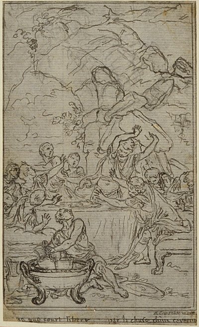 Studie til en illustration i Tacitus "Tiberius, or The Six First Books of the Annals", Book IV, Vol. 2, 2nd Study af Hubert Francois Gravelot