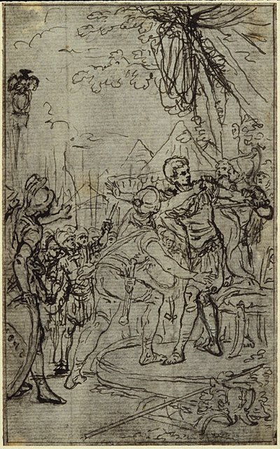 Studie til en illustration i Tacitus "Tiberius, or The Six First Books of the Annals" Book I, Vol. 1, 3rd Study af Hubert Francois Gravelot