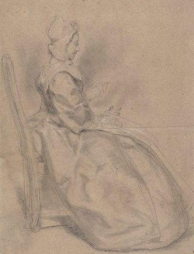 Studie af en siddende dame af Hubert Francois Gravelot