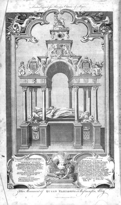 Dronning Elizabeths monument i Westminster Abbey, illustration fra Rapins 