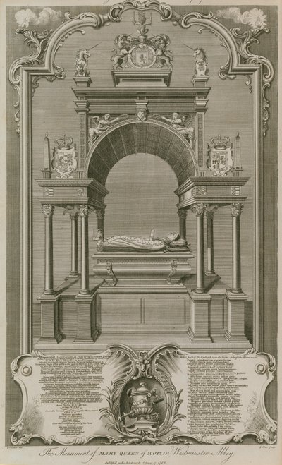 Monumentet af Mary Queen of Scots af Hubert Francois Gravelot
