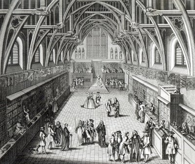 Westminster Hall, The First Day of Term, A Satirical Poem, 1797 graveret af C.Mosley af Hubert Francois Gravelot