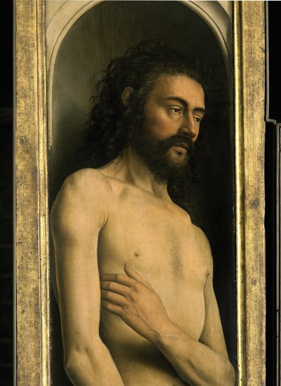 Detalje af Adam, fra venstre fløj af Gent-altertavlen af Hubert & Jan van (1390 1441) Eyck