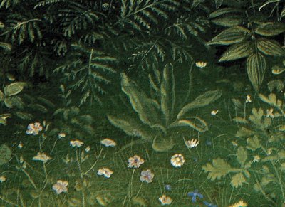 Detalje af tilbedelsen af det mystiske lam, fra midterpanelet på Gent-altertavlen (olie på panel) af Hubert & Jan van (1390 1441) Eyck