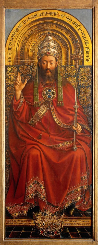 Gud Faderen, midterpanelet på Gent-altertavlen af Hubert & Jan van (1390 1441) Eyck