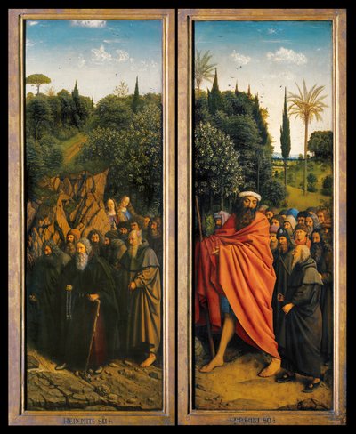 Eremitterne og Pilgrimmene guidet af St. Christopher fra højre side af Gent-altertavlen af Hubert & Jan van (1390 1441) Eyck