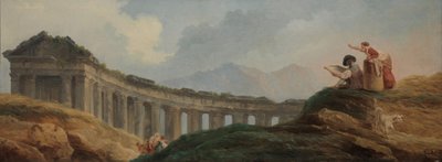 En søjlegang i ruiner af Hubert Robert