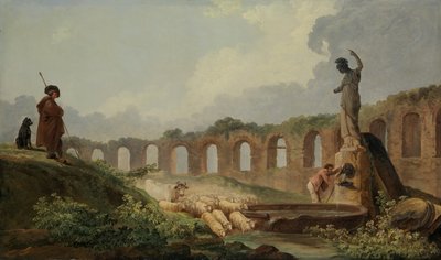 Akvædukt i ruiner. af Hubert Robert