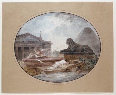 Arkitektonisk capriccio af Hubert Robert