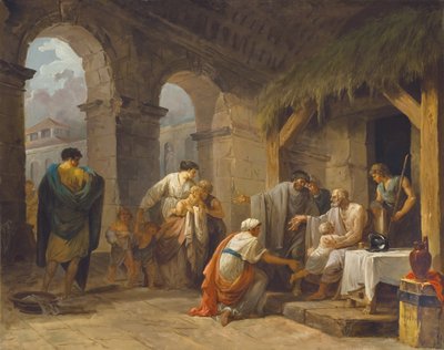 Belisaire modtager gæstfrihed af en bonde, der har arbejdet under hans ordre, 1787 af Hubert Robert