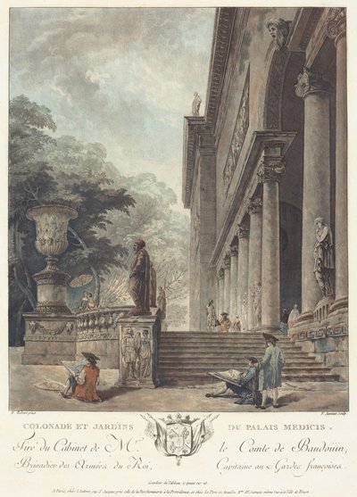 Søjlegang og haver ved Medici-paladset af Hubert Robert