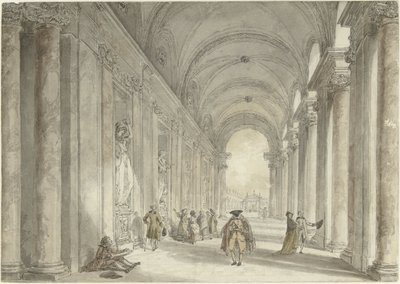 Søjlegang i kasinoet i Villa Albani i Rom Udsigt i søjlegangen foran kasinoet i Villa Albani i Rom af Hubert Robert