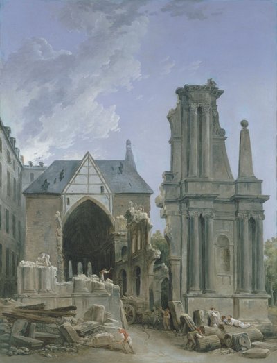 Nedrivning af Feuillants-kirken i Rue Saint Honore, ca. 1804 (olie på lærred) af Hubert Robert