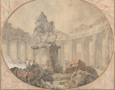 Rytterstatue af Marcus Aurelius, 1757. af Hubert Robert