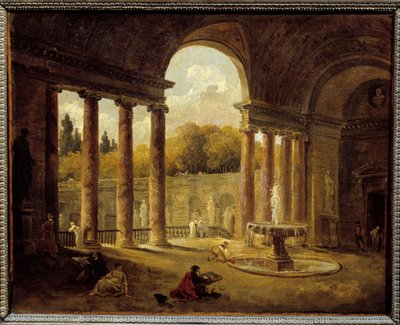 Springvand under en forhal. Maleri af Hubert Robert (1733-1808) af Hubert Robert