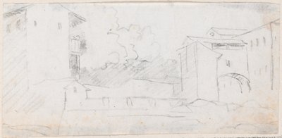 Italiensk byscene af Hubert Robert