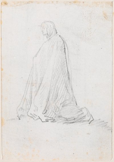 Knælende figur i en hættekåbe [verso] af Hubert Robert