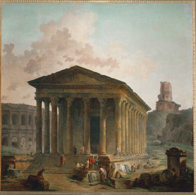 La maison carree a Nimes (olie på lærred) af Hubert Robert