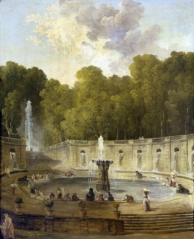 Vaskekvinder i en park - Vaskekvinder i en park - Maleri af Hubert Robert (1733-1808) - ca 1775 - Olie på lærred - 56x45,5 - Petit Palais, Musee des Beaux-Arts de la Ville de Paris af Hubert Robert