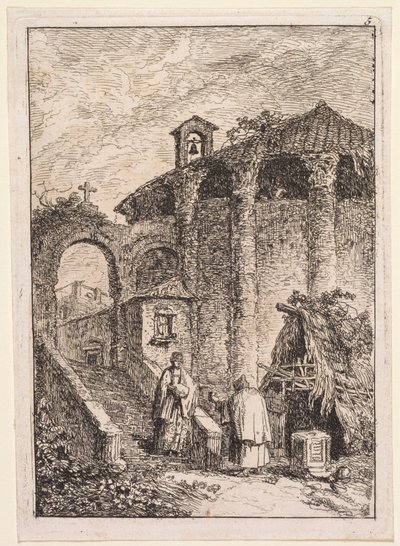 Aftener i Rom: Det gamle tempel af Hubert Robert