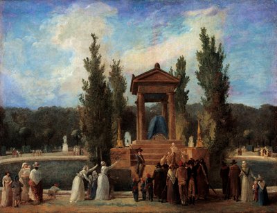 Monument hævet ved Tuilerierne til ære for Jean Jacques Rousseau 10. oktober af Hubert Robert