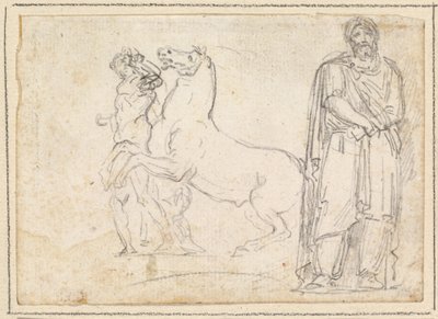 En af "Dioscuri" og en barbarisk fange af Hubert Robert