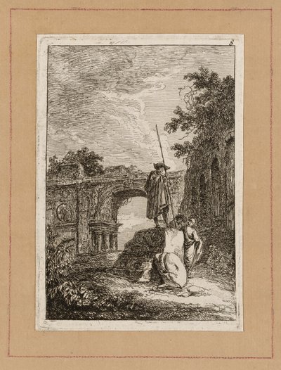 Plade otte fra aftener i Rom af Hubert Robert