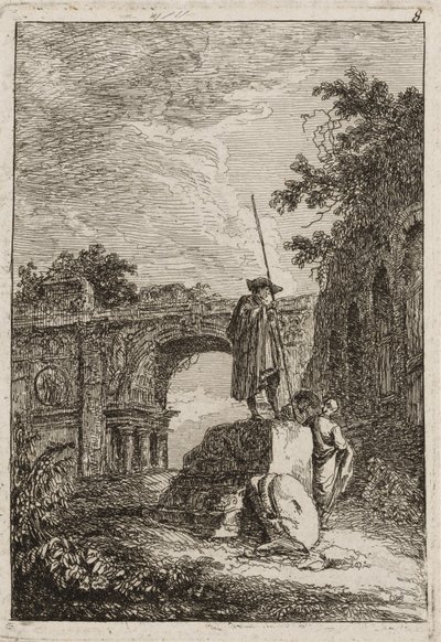 Tavle otte fra aftener i Rom, 1763-64 af Hubert Robert