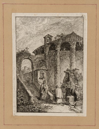 Tallerken fem fra Aftener i Rom af Hubert Robert