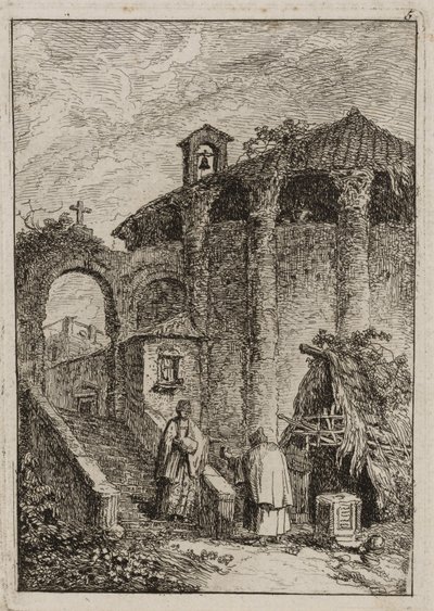 Tallerken fem fra Aftener i Rom af Hubert Robert