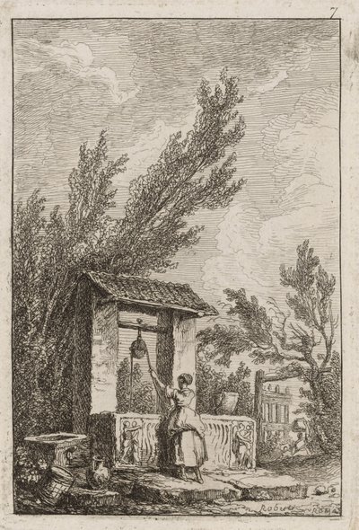 Tallerken syv fra Aftener i Rom af Hubert Robert