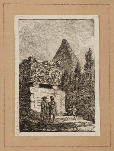 Tallerken seks fra Aftener i Rom af Hubert Robert