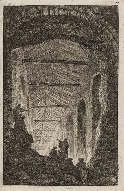 Tavle ti fra aftener i Rom, 1763-64 af Hubert Robert